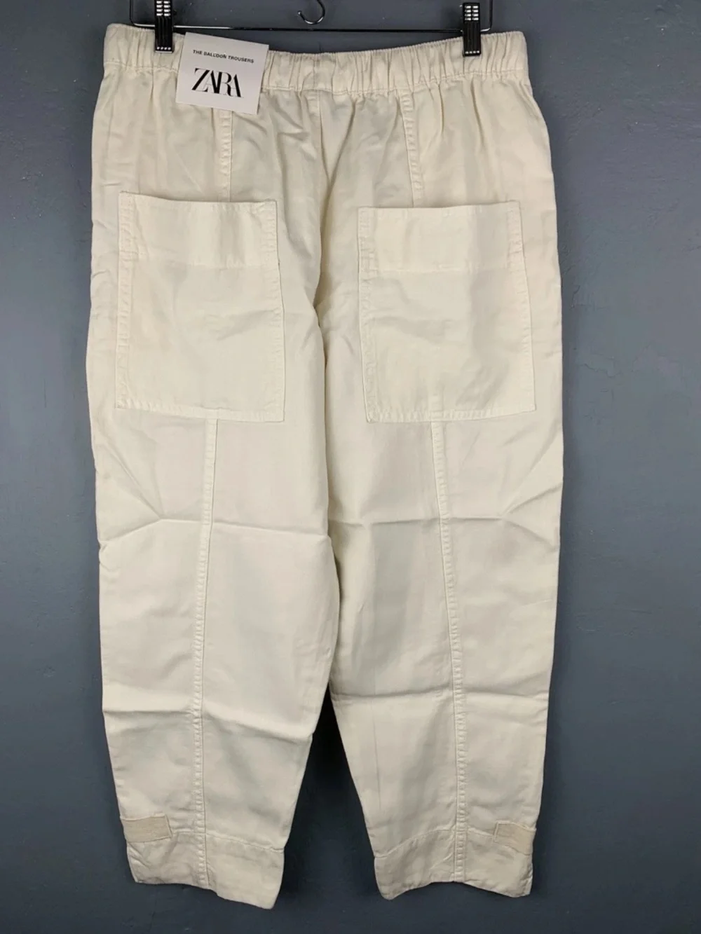 Zara Women's Sz Large Cream The Balloon Linen Blend Trousers